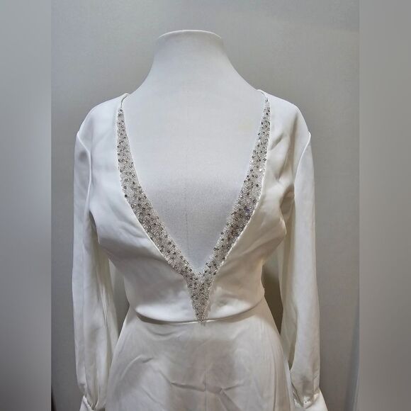 Sachin & Babi Britt Plunge A-Line Gown NWOT size 8 Ivory/White - Picture 5 of 7